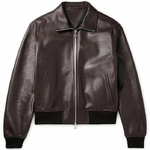 Men Genuine <b>Leather</b> Waterproof Windproof Eco-Friendly Turn Down Collar Streetwear Motorbike <b>Jackets</b> with Low MOQ - Product Image 1