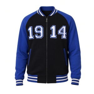 Veste universitaire pour homme Phi Beta Sigma, noir et bleu royal, avec broderie chenille 1914, fermeture éclair intégrale, manches raglan, fraternité grecque - Product Image 3