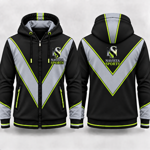 เสื้อฮู้ดซิปเต็มตัว NAVISTA SPORTS รุ่นสั่งทำพิเศษจากผู้ผลิต คุณภาพสูง ผลิตจากผ้าฟลีซโพลีเอสเตอร์ 100% กันลม เป็นมิตรต่อสิ่งแวดล้อม เหมาะสำหรับทั้งชายและหญิง - Product Image 2