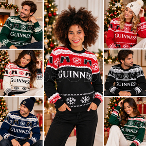 Women Men Kids Crew Neck <b>Christmas</b> Sweater Jacquard Knitted Letter Holiday Pullover <b>Family</b> Matching Ugly <b>Christmas</b> <b>Jumper</b> Supply - Product Image 5