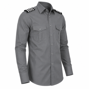 Camisa de Uniforme de Seguridad Gris para Hombre, Estilo Polo, Manga Larga, Cuello Camisero, Sólida, Transpirable, Poliéster/Algodón, Fusión sin Costuras - Product Image 4