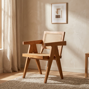 Chaise de salle à manger minimaliste Kuka, mobilier de salle à manger de haute qualité en bois de frêne avec assise et dossier en rotin pour la maison et les cafés - Product Image 5