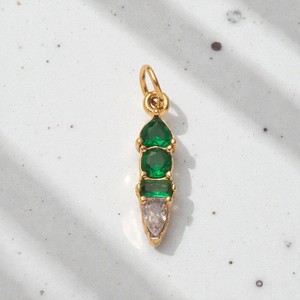 Multi Gemstone Baguette & Pear Cut Charm Pendant | 14K Gold Plated 925 Silver Dainty Jewelry for <b>Necklace</b> & Bracelet Making - Product Image 6