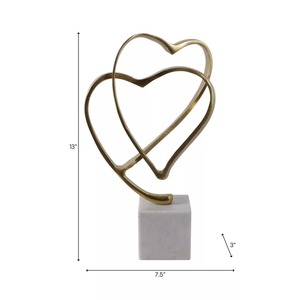 Double Heart Sculpture 21x19x4 Inch Metal Handmade Artistic Tabletop Decor Coastal Style Living Room <b>Decoration</b> - Product Image 1