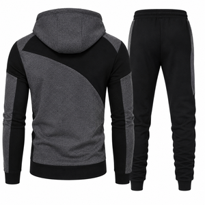 Men's <b>Hooded</b> Full <b>Zip</b> Tracksuit Color Blocking Sweatshirt And Jogger Pants Casual Athletic Wear Set Autumn Sportswear - Product Image 3