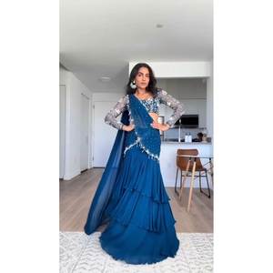 Prêt-à-porter Robes de Bal Élégant Lehenga Saree pour les Fêtes - Product Image 5