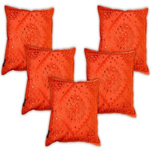 Fundas de Cojín Cuadradas de Algodón Estilo Jaipuri, Bordado con Diseño de Espejo, Decoración para el Hogar y Hoteles, Cierre de Cremallera, Personalizables - Product Image 2