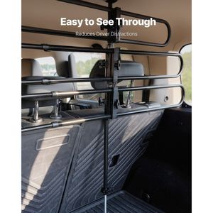 Barriera per cani nera regolabile facile da installare con divisorio in metallo per auto, animali domestici, sedili per animali domestici, trasportino da viaggio - Product Image 6