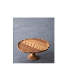 Socle à gâteau en bois robuste avec un design rond classique pour la table à manger à la maison et comme centre de table de mariage - Product Image 5