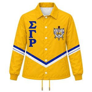 Chaqueta griega personalizada Sigma Gamma Rho para mujer, con cremallera frontal, cortavientos, ropa deportiva informal, fabricación al por mayor - Product Image 1