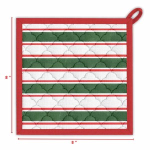Porta ollas de algodón con diseño de rayas impresas, porta ollas de alta calidad, porta ollas con aislamiento térmico para uso en la cocina en Navidad - Product Image 5
