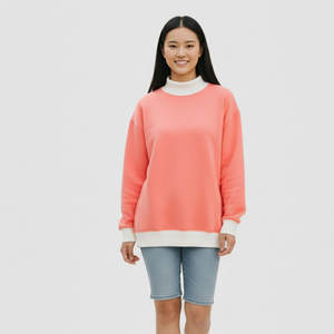 เสื้อสเวตเชิ้ตคอเต่าผ้าฝ้ายฟลีซสำหรับผู้หญิง ผลิตตามสั่งขายส่ง แต่งขอบยางยืดตัดกัน แห้งเร็ว แฟชั่นสตรีทสำหรับสาวๆ - Product Image 3