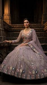 Lehenga Choli en soie rose brodée, longueur au sol, tenue de mariage traditionnelle pour femmes, style Inde Pakistan - Product Image 6