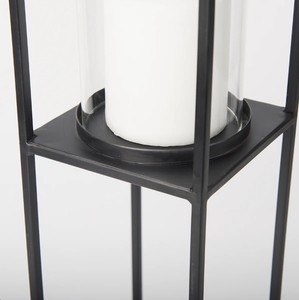 Modern Black Metal Frame <b>Floor</b> <b>Candle</b> <b>Holder</b> Set-Geometric Lanterns Glass Cylinders Handmade Eco-Friendly Home Decor Living Room - Product Image 3