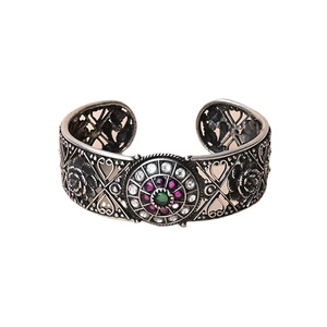 Elegant Design Glinting CZ <b>Ruby</b> Stone Studded Oxidised Silver Handcrafted Fashionable Jewellery Women Girls Wear Bangles - Product Image 1