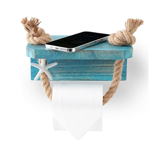 Support de papier toilette en corde, design moderne, fait main, en corde de chanvre et bois, pour salle de bain - Product Image 3