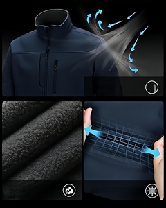 Veste softshell légère pour homme - Manteau coupe-vent imperméable doublé de polaire pour la randonnée en plein air - Product Image 5