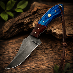 Couteau à lame pleine en acier à haute teneur en carbone forgé à la main – Couteau de chasse et de camping personnalisé avec manche en bois OEM - Product Image 1