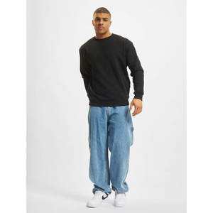 <b>Black</b> Oversized Crewneck <b>Sweatshirt</b>. Heavyweight Plain Fleece Pullover. Streetwear <b>Sweatshirt</b>. OEM Private Label Manufacturer - Product Image 3