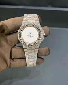 Reloj de Lujo de Acero Inoxidable con Diamantes Moissanite VVS Cuadrados Mecánicos de la Mejor Calidad, Cristal de Zafiro en Oro Rosa Helado, Venta al por Mayor - Product Image 1
