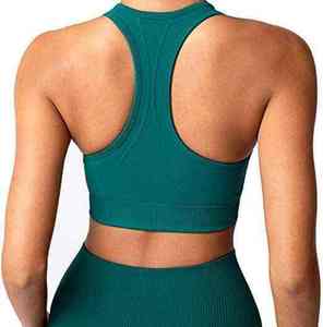 Ensemble de yoga haut de gamme personnalisé en nylon et élasthanne côtelé sans couture, soutien-gorge de sport et leggings taille haute, tenue de sport pour fitness et entraînement, fournisseur - Product Image 5