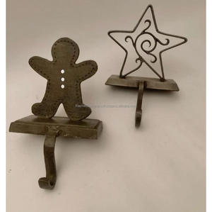 Antique Snowman <b>Stocking</b> <b>Holder</b> Wood Base Metal Twinkle Star <b>Stocking</b> Hooks Gift Sets Christmas Decoration <b>Stocking</b> Hangers - Product Image 1