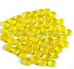 หินคาลซิโดนีสีเหลืองธรรมชาติ3มม. สินค้ามาใหม่หินกลมเรียบหลังเรียบหินกึ่งมีค่าแท้ AAA - Product Image 1