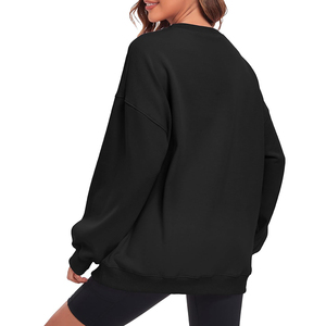 Sudadera Vintage Oversize para Mujer con Cuello Redondo, Diseño de Letras, Hombros Caídos, Manga Larga, Tejido de Algodón Ecológico, Color Negro, Otoño - Product Image 2