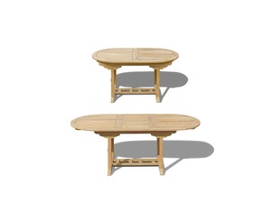 โต๊ะไม้สักทรงวงรีแบบขยายได้สำหรับรับประทานอาหารกลางแจ้ง โต๊ะไม้เนื้อแข็งเคลือบผิวธรรมชาติ - Product Image 2