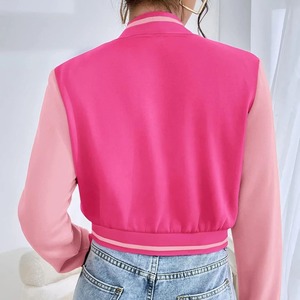 Custom Women's Cropped Varsity Jacket Printed <b>Wool</b> Waterproof <b>Quilted</b> University College Style Fashionable Autumn Season - Product Image 3