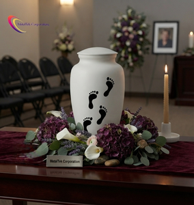 cremation urn aluminum adult funeral urns human <b>ashes</b> vessel handcrafted memorial box wholesale burial jar pet urn footprint jar - Product Image 6