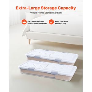 Contenitori Sottolletto Grigi 20.1 X 5.9 Pollici con Coperchio e Ruote per Organizzare Scarpe, 39.8 X 20.1 X 5.9 Pollici - Product Image 2