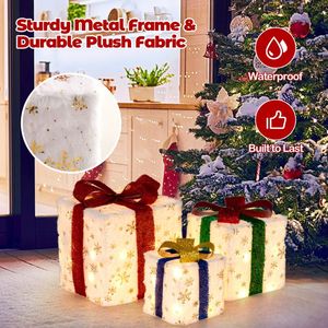 Juego de 3 Cajas de Regalo Navideñas Iluminadas con 48 Luces Cálidas Brillantes para Decoración Festiva - Product Image 2