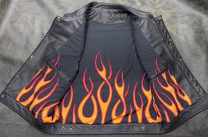 SOA Style Perforated Leather Biker Vest with Banded Collar - Product Image 6