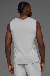 Men's Breathable <b>Knitted</b> Polyester/Cotton Fitness Tank <b>Top</b> <b>Sleeveless</b> Workout Vest Loose Fit Yoga Athletic Training Shirt - Product Image 2