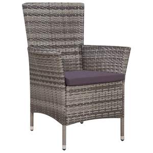 Poly Rattan Patio sedia e sgabello con cuscini grigio giardino set - Product Image 2