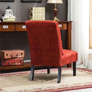 Fauteuil d'appoint sans accoudoirs en tissu chenille rouge contemporain Pisano avec coussin pour salon - Product Image 5