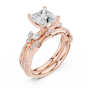Anillo de Compromiso Aries Jewel con Diamante Corte Princesa, Diamantes Cultivados en Laboratorio y Piedras Laterales Naturales Certificadas para Mujer, Estilo Clásico - Product Image 6