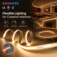 Raymates Bande LED COB Flexible à Découpe Libre 528 LED/m DC12V 8mm CRI 90+ Certifiée CE Puces LED COB Lumière LED Sans Points Découpable N'importe Où