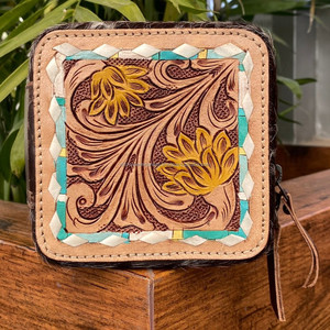 Hand Tooled Leather Multi-function Jewelry Boxes Genuine Leather Jewelry Storage Box High Quality Cowhide Earring Jewelry Case - Product Image 4