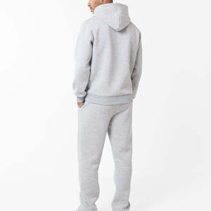 Precio al por mayor: Conjunto deportivo de invierno reversible de color liso con chaqueta con capucha y cordón y pantalón jogger para entrenamiento. - Product Image 2