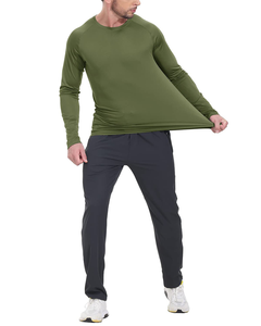 Camisetas casuales de manga larga para hombre, de algodón suave y transpirable, corte ajustado, estilo vintage, ropa de calle, para gimnasio, uso diario, otoño e invierno - Product Image 1