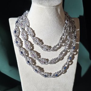 Collar de Cadena con Eslabones de Moissanita de Corte Brillante Redondo de Lujo, Chapado en Plata 925, Joyería de Regalo de Boda para Mujer - Product Image 1