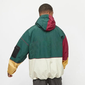 Color Block Windbreaker Custom Made Hooded Anorak For Men Sporty Half Zip Pullover Blouson Jacket Autumn Wear Loose Fit Jacket - Product Image 3