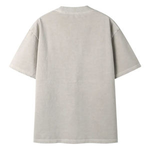 Camiseta de hombre de manga corta, 100% algodón, lavable, lisa, informal, holgada, con efecto lavado a la nieve, hombro caído, estilo vintage y personalizable. - Product Image 2