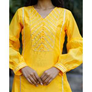 Conjunto de Kurta Casual Transpirable para Mujer, Color Amarillo Ray, Talla XS - Product Image 2