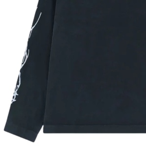 เสื้อยืดแขนยาวพิมพ์ลายกราฟิกสีเทาสำหรับผู้ชาย คอกลม ผ้าฝ้าย สตรีทแวร์ลำลอง แฟชั่นท็อป ดีไซน์แขนและด้านหลัง - Product Image 3