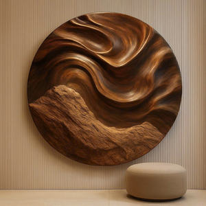 Escultura de Pared Art Deco de Lujo Ecológica, Hecha a Mano con Madera Orgánica, Tema Creativo para Decoración de Sala de Estar, para Regalo de Inauguración de Casa - Product Image 1