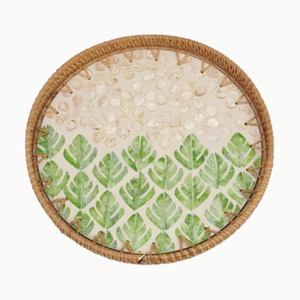 Juego de Bandejas Redondas de Madera con Incrustaciones de Madreperla y Ratán, Bandejas Decorativas de Lujo para Servir Alimentos, Ideales para Regalos - Product Image 2