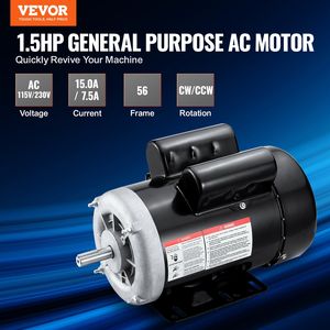 Motore elettrico monofase da 1,5 CV 3450 Rpm 56 5/8 con telaio \ "motori a corrente alternata per macchine agricole - Product Image 2